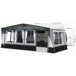 Wohnwagen-Vorzelt Brand Palazzo 240 -Camping-Ausrüstung brand palazzo 240 wohnwagenvorzelt tuere ganz rechts eingezogen seitenwand lueftungsfenster 1000 1 18452