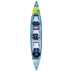 Aufblasbares Kajak Tahe Kayak Air Breeze Full HP3 8 Aufblasbares Kajak Tahe Kayak Air Breeze Full HP3 -Camping-Ausrüstung draufsicht tahe kayak air breeze full hp3 kajak blaues gelbes aufblasbares von oben drei personen erwachsene familienkajak 1000 2 22479