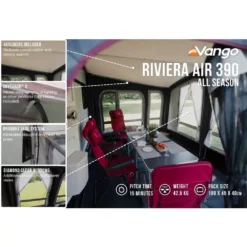 Aufblasbares Vorzelt Vango Riviera Air 390 Elements All Season -Camping-Ausrüstung skyliner grosse fenster vango riviera air 390 elements all season wohnwagenzelt womo vorzelt 1000 8 24098