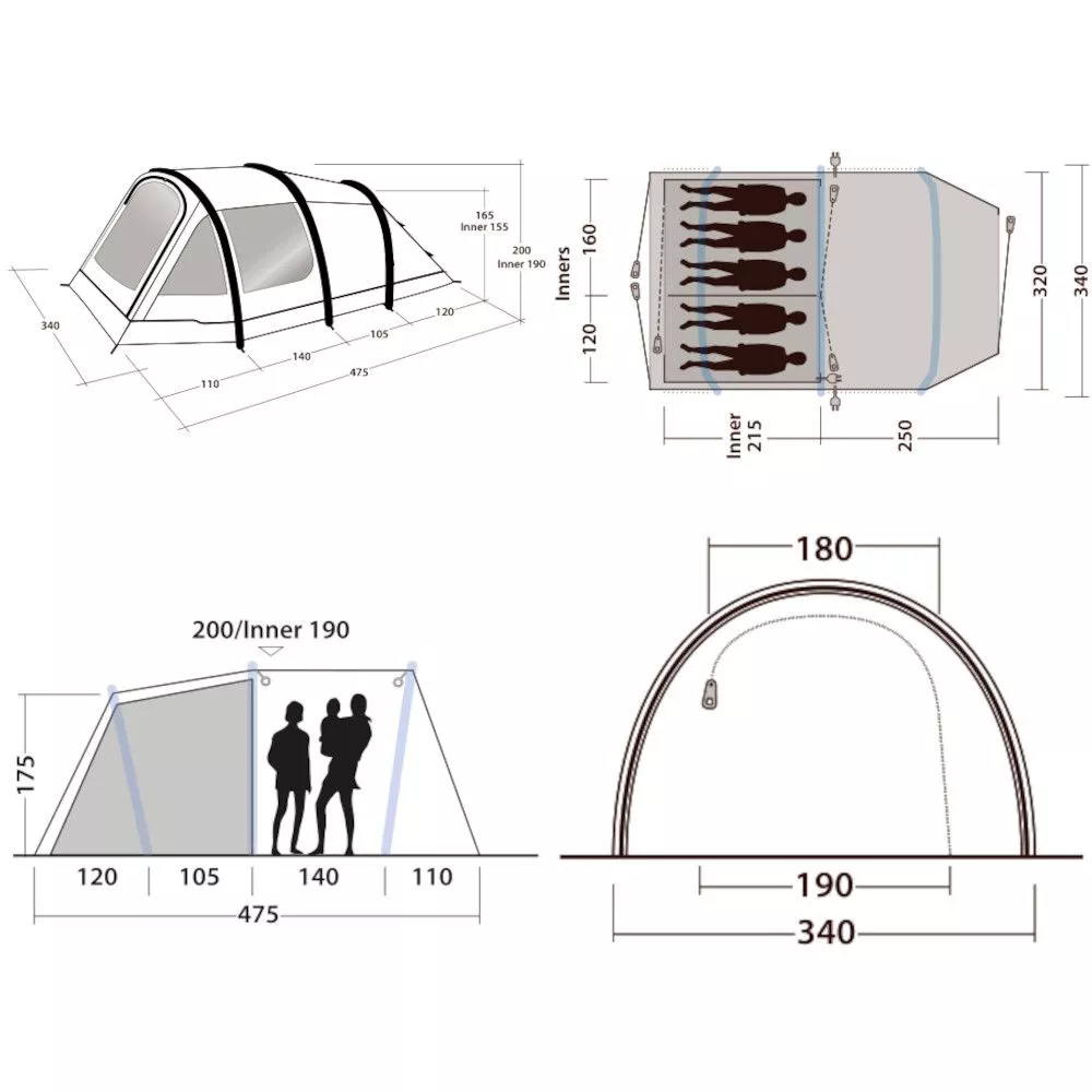 Aufblasbares Campingzelt Outwell Starhill 5A 4 Aufblasbares Campingzelt Outwell Starhill 5A – Bild 2